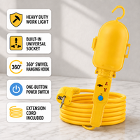 Lampe de travail portative pour ingénieurs, base E27, bande lumineuse, multiprise avec interrupteur et voyant lumineux, prise de courant
