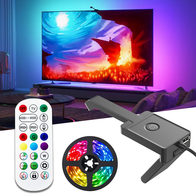 Smart TV LED Backlight Camera PVC 3M IP20 Waterproof RGB Strip Light with Sync & Music APP Control