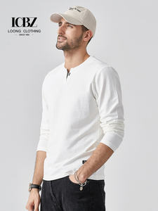 <span class=keywords><strong>Camiseta</strong></span> de Algodón Grueso de Alta Gama para Hombre, Primavera, Otoño e Invierno, Informal, <span class=keywords><strong>Interior</strong></span> Blanco, 200g, Sólida - Product Image 5