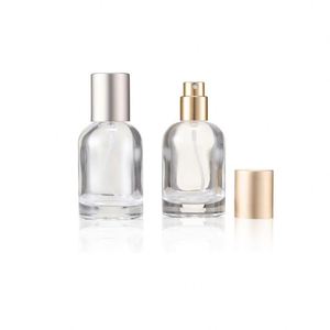 Luxury <b>30ml</b> Empty <b>Perfume</b> Glass <b>Bottles</b> Round Clear Refillable with Pump Sprayer Screen Printing and Box - Product Image 1