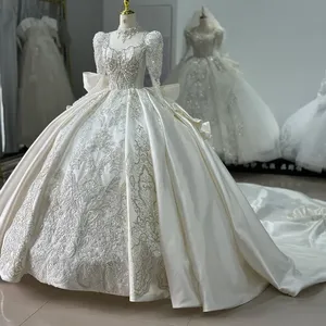 Factory <span class=keywords><strong>Outlet</strong></span> Jancember XS046 hermosos <span class=keywords><strong>vestidos</strong></span> de novia de cumpleaños con cuello cuadrado de satén con lazo - Product Image 4