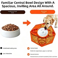 Tapis de léchage en silicone pour animaux de compagnie à alimentation lente, octogonal, huit compartiments, avec ventouses, anti-étouffement, plaque d'enrichissement pour chats et chiens