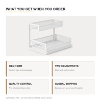 Organisateur de cuisine coulissant pliable en acier au carbone à 2 niveaux avec logo personnalisé OEM pour sous évier