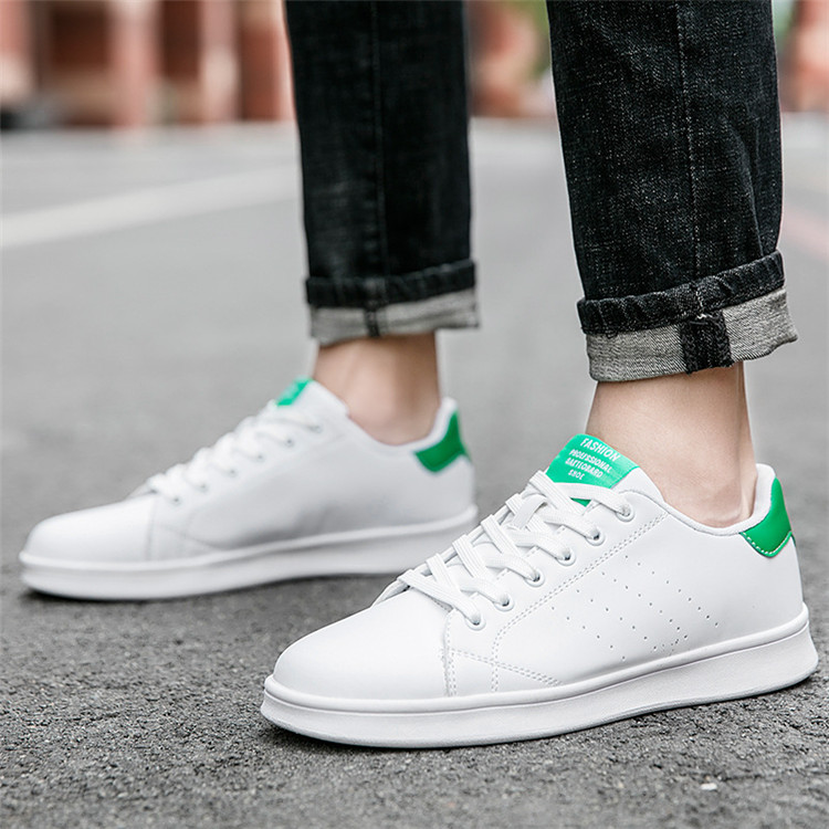 2021 Men Shoes Leather Comfortable Skateboard Shoes Breathable Casual Sneakers White Shoes