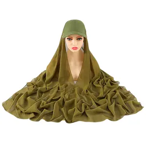 Wholesale fashion long silk head scarves muslim plain chiffon hijab satin head scarf for women