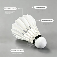 Volant de badminton hybride en plumes de canard de classe B, pour entraînement polyvalent, tête en liège à 2 couches, fabricant OEM, vente en gros