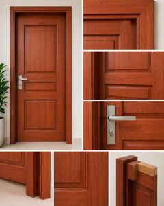 Puerta de Madera Sólida Meranti de Alta Calidad, Puerta Interior y Exterior con Acabado Liso, Tamaño Personalizado, Marco Resistente y Duradero, Diseño Moderno - Product Image 3
