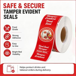Tamper Evident Stickers for Food Delivery <b>Red</b> Tamper-Proof Safe Seal Tape & Labels for Sealing Drink, Food & Pizza Boxes - Product Image 6