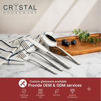 CYRSTAL Ensemble de couverts martelés populaires en acier inoxydable argenté haut de gamme pour la décoration de table de mariage