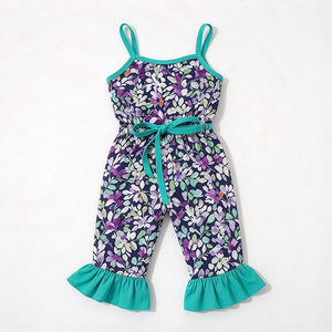 Mono de Bebé Niña con Estampado de Seda Láctea, con Volantes, OEM ODM, Personalizado, sin Mangas, de una Pieza - Product Image 4