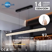 Suspension linéaire LED avec interrupteur mural et télécommande, température de couleur réglable pour café, salle d'exposition, réception