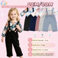 Ensemble de vêtements pour bébé fille personnalisé, imprimé floral, chemisier à manches longues, salopette noire à bretelles, ensemble 2 pièces pour petite fille