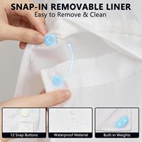 Rideau de douche imperméable à double couche avec doublure amovible, motif floral ciel étoilé et chat, sans crochets