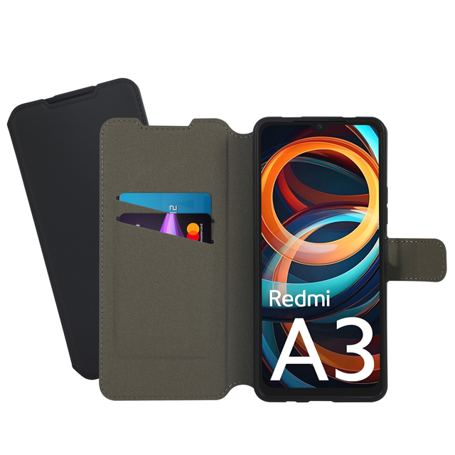 Luxury TPU + PU Leather Protective Phone Case for Xiaomi Redmi A3 Business Flip Wallet Card Slots Phone Cover Redmi A3
