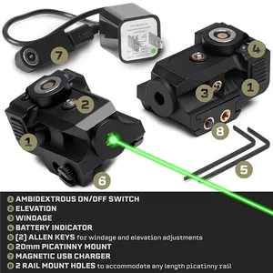 Lunette <span class=keywords><strong>de</strong></span> visée tactique compacte LAMBUL avec laser rouge magnétique rechargeable, faisceau vert, pour G43X <span class=keywords><strong>MOS</strong></span> G19, montage 20 mm - Product Image 5