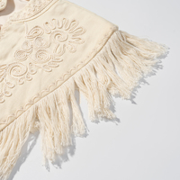 Beigefarbene Bluse mit Blumenmuster, Schnürung und Quasten, Lässige Modische Schal-Oberteile für Damen