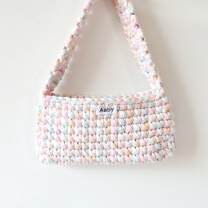 Bolso de ganchillo hecho a mano estilo informal de verano nuevo en línea bolso tejido popular tiras de tela forro de poliéster puramente hecho a mano rafia - Product Image 2