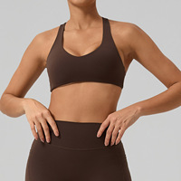 Soutien-gorge de sport personnalisé avec logo, col en U, haute élasticité, rembourré, dos nageur, pour la gym, le fitness et le yoga