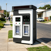 Distributeur d'eau commercial en libre-service avec station de filtration RO, armoire en acier inoxydable et système de paiement par billets, pièces et cartes