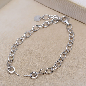 สร้อยข้อมือเงินแท้ S925 แบบเจาะรูหนาสำหรับผู้หญิง  แบบ DIY  สำหรับใส่ไข่มุกขนาด 8-13 มม. อุปกรณ์และส่วนประกอบสำหรับทำเครื่องประดับ - Product Image 3