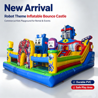 Château gonflable commercial Robot Warrior avec toboggan, parcours d'obstacles sur le thème des super avions, aire de jeux gonflable