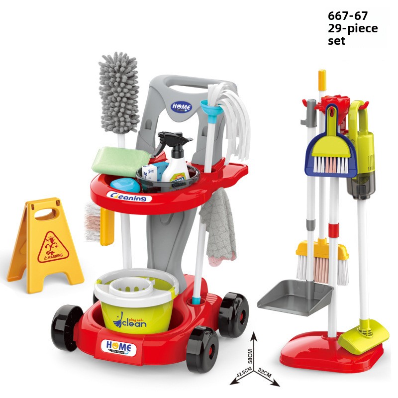 Set carrello di pulizia rosso 667-67 - 29 pezzi aspirapolvere