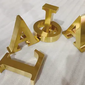 Metal harfler 3d işareti özel altın metal mektup led tabela kapalı ve açık 3d harfler işareti