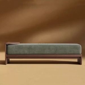 Banc à chaussures en bois massif de style chinois simple, avec revêtement en tissu blanc, durable, pour la maison, chambre et entrée - Product Image 4