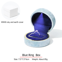 Luxe rond velours lumière LED anneau pendentif Bracelet boîte à bijoux collier boucle d'oreille bijoux boîte-cadeau bijoux boîte d'emballage