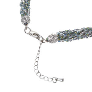 Collar de Cristal Gris Plateado de 18 Pulgadas con 4 Hileras de Cuentas de Vidrio Facetadas Trenzadas de 3 mm - Product Image 4