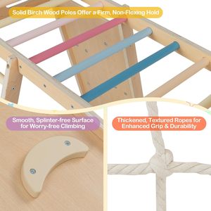 สนามเด็กเล่นในร่ม 6-in-1 มอนเตสซอรี่ จังเกิลยิม สไลเดอร์เด็ก ผนังปีนเขา ห่วงบาสเก็ตบอล บาร์โหน ปีนป่าย - Product Image 5