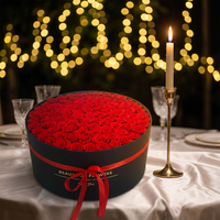 AM-GPA14 Ammy 99 Rose 2 en 1 Fleurs éternelles faites à la main Boîte cadeau en carton pour la Saint-Valentin Boîte vide noire