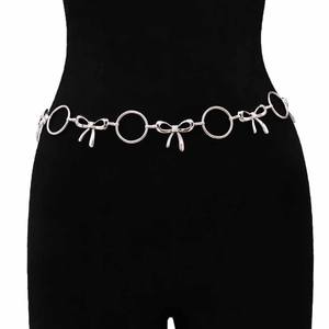 Cadena de cintura de metal con lazo para mujer, cinturón delgado de plata tibetana, cadena corporal de moda para uso diario - Product Image 5