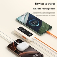 Mini batterie externe étanche Type-C au lithium polymère 10000mAh avec câble rétractable et écran numérique, kit de charge sans batterie