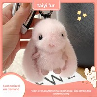 YHY Adorable porte-clés lapin en peluche imitation fourrure de castor, idéal comme cadeau d'anniversaire