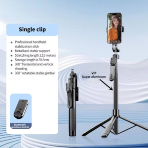 Perche à <span class=keywords><strong>selfie</strong></span> 4 axes de 180 cm avec cardan rotatif et double anneau lumineux LED pour diffusion en direct, trépied perche à <span class=keywords><strong>selfie</strong></span> - Product Image 2