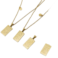 Collier Pendentif Carte de Tarot Vintage Gaovo en Acier Inoxydable Plaqué Or, Chaîne Géométrique, Bijoux pour Femme Style Constellation