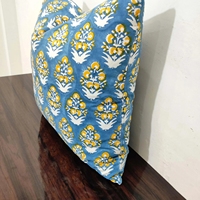 Housse de coussin en coton 100% à imprimé floral bleu moutarde, style bohème, pour canapé, chambre, décoration intérieure, vente en gros