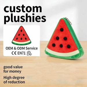 Portefeuille en peluche pastèque personnalisé en gros, porte-monnaie doux en peluche pour <span class=keywords><strong>panier</strong></span>-cadeau et approvisionnement en gros - Product Image 1