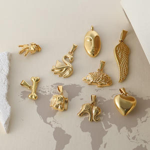 Breloques d'animaux | Pendentifs en acier inoxydable plaqué or PVD 18 carats pour la fabrication de bijoux à bricoler soi-même | Chien cygne coeur aile os hérisson - Product Image 4