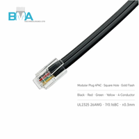 Cable Modular 0.4M 4P4C UL20251 26AWG RJ9 de 4 Pines con Arnés de Cable a Cable Desnudo para Auriculares de Intercomunicación y Equipos de Audio