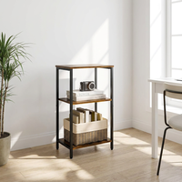 Table d'appoint en bois style nordique avec étagère inférieure, design moderne, table de chevet, table d'appoint amovible pour petits espaces, marron rustique