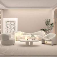 Ensemble de salon scandinave moderne pour petits appartements - Canapé en cuir PU avec rembourrage en éponge