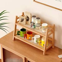 Organisateur de comptoir multifonction en bois à 2 niveaux, porte-tasses à café et à thé, étagère de rangement pour épices, pour la maison, le bureau, le bureau à domicile