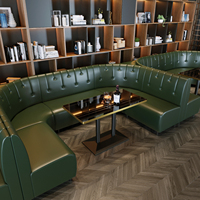 Ensemble de table et chaises de restaurant en cuir vert de luxe moderne, canapé long pour café, bar, club, mobilier de salon