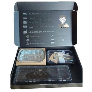 Boîte à barbecue en papier pour repas de groupe arabe avec grilles de barbecue intégrées, compartiment à charbon de bois, ensemble de brochettes, kebabs, rôtis, emballage - Product Image 1