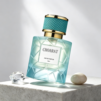 Nouvelle Bouteille de Parfum Vide de Luxe Personnalisée 100ml 50ml, Flacon Vaporisateur Rond Facetté en Verre Transparent avec Bouchon et Col Doré