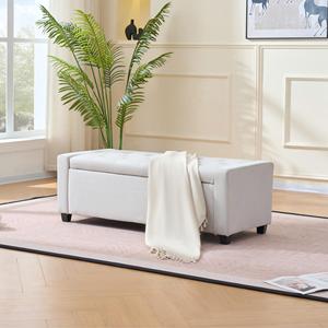 Panca contenitore da camera da letto 48 pollici, pouf imbottito in finto lino con braccioli per camera da letto, soggiorno, ingresso - Product Image 1