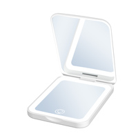 Miroir de maquillage portable à double face avec lumières LED pliables, petit et compact, personnalisé, pour cadeau, table de toilette, poche, 2X