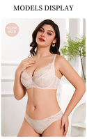Ensemble de lingerie florale en dentelle pour femme, soutien-gorge push-up à armatures et culotte, bonnet 3/4, ensemble intime respirant et assorti